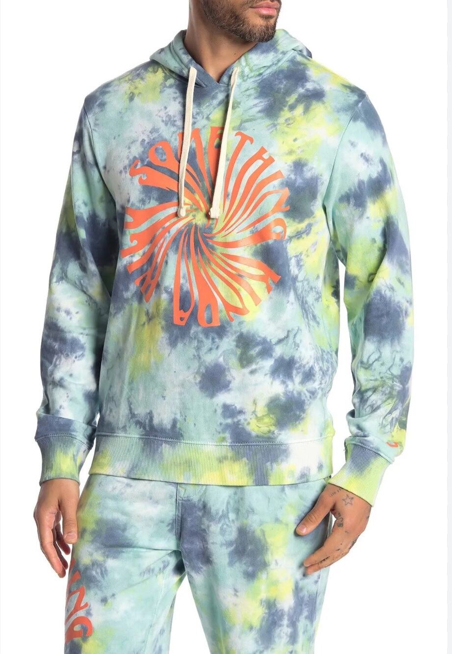 True Religion Something Kinda Wild Men's Tie Dye Hoodie Sweatshirt Small